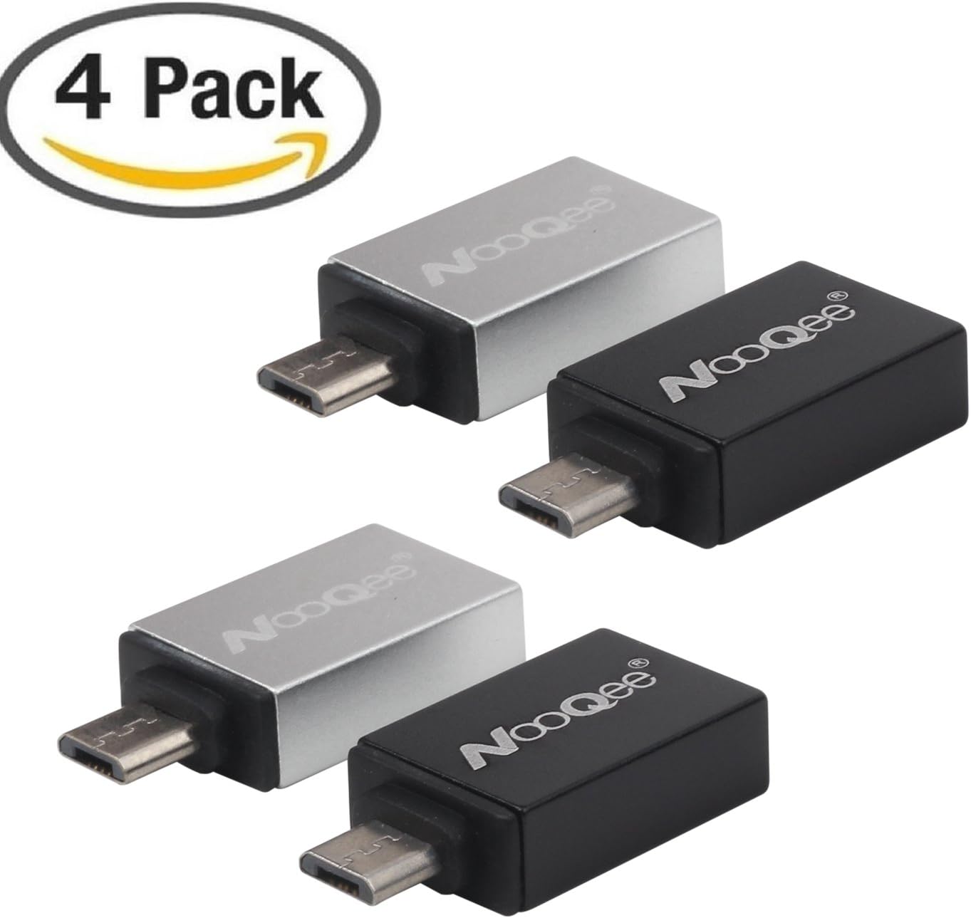 Micro USB OTG Adapter 4-Pack,USB 2.0 Micro USB Male to USB Female Host OTG Adapter for Adroid / SamSung S7 S6 S4 S3 i9100 i9300 Note 2./ Google Nexus HTC LG Sony mobile phones or smart tablets