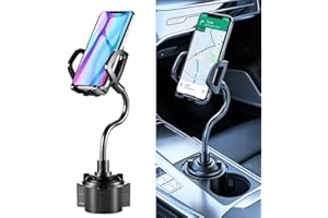 Upgraded Cup Holder Phone Mount for Car, Universal Adjustable Gooseneck [2026] Cell Phone Holder Stable & Anti-Shake Expandab
