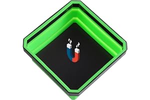 Reniteco Collapsible Magnetic Parts Tray Green, Insulating silicone, Dual-sided Thickened Rare Earth Magnetic Base, Magnetic Foldable Tray for Screws, Nut, Bolts and Small Tools