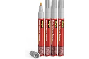 XTryfun Adhesive Remover, Multi-Surface Safe Sticker Marker Remover Pen, Rapid Safely Removes Stickers, Glue, Decals, Label, Tape, Sticky Residues and More from Car Furniture Floor and More, 4 Count