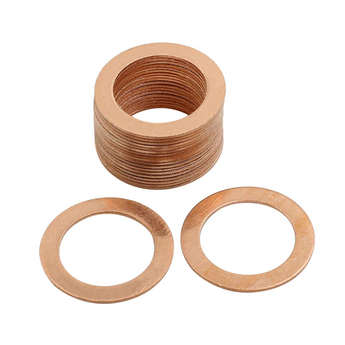 X AUTOHAUX 20 Pcs 22mm Inner Dia Copper Washers Flat Sealing Gaskets Ring