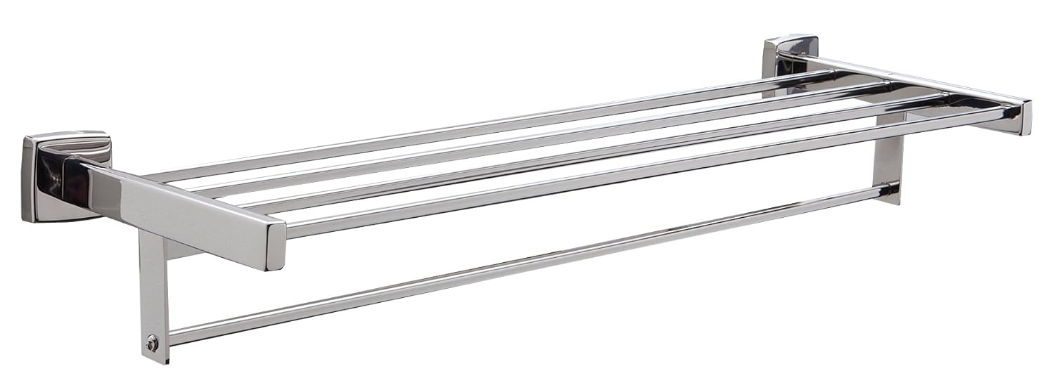 Bobrick 676x24 304 Stainless Steel Surface Mounted Towel Shelf with Towel Bar, Bright Finish, 24