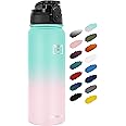 Fanhaw 20 Oz Insulated Stainless Steel Water Bottle with 1 Lid (Chug Lid) - For Kids, Women, Men | Leak & Sweat Proof with Anti-Dust Lid (Green Pink)