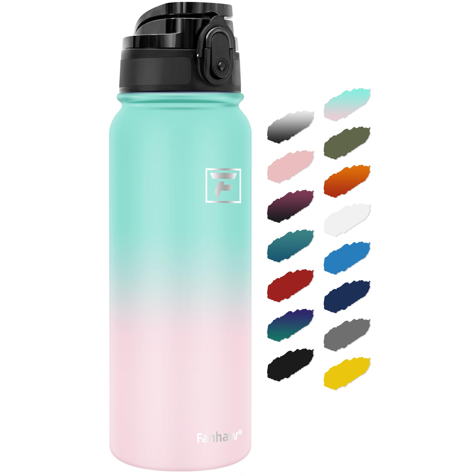Fanhaw 600 ml Insulated Stainless Steel Water Bottle with 1 Lid (Chug Lid) - For Kids, Women, Men | Leak & Sweat Proof with Anti-Dust Lid (Green Pink)