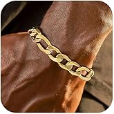 ChainsPro Men Sturdy Figaro/Cuban Chain Bracelet, 6/9/13mm Width, 7.48/8.26inch Length, 316L Stainless Steel/18K Gold Tone/Black- Send Gift Box