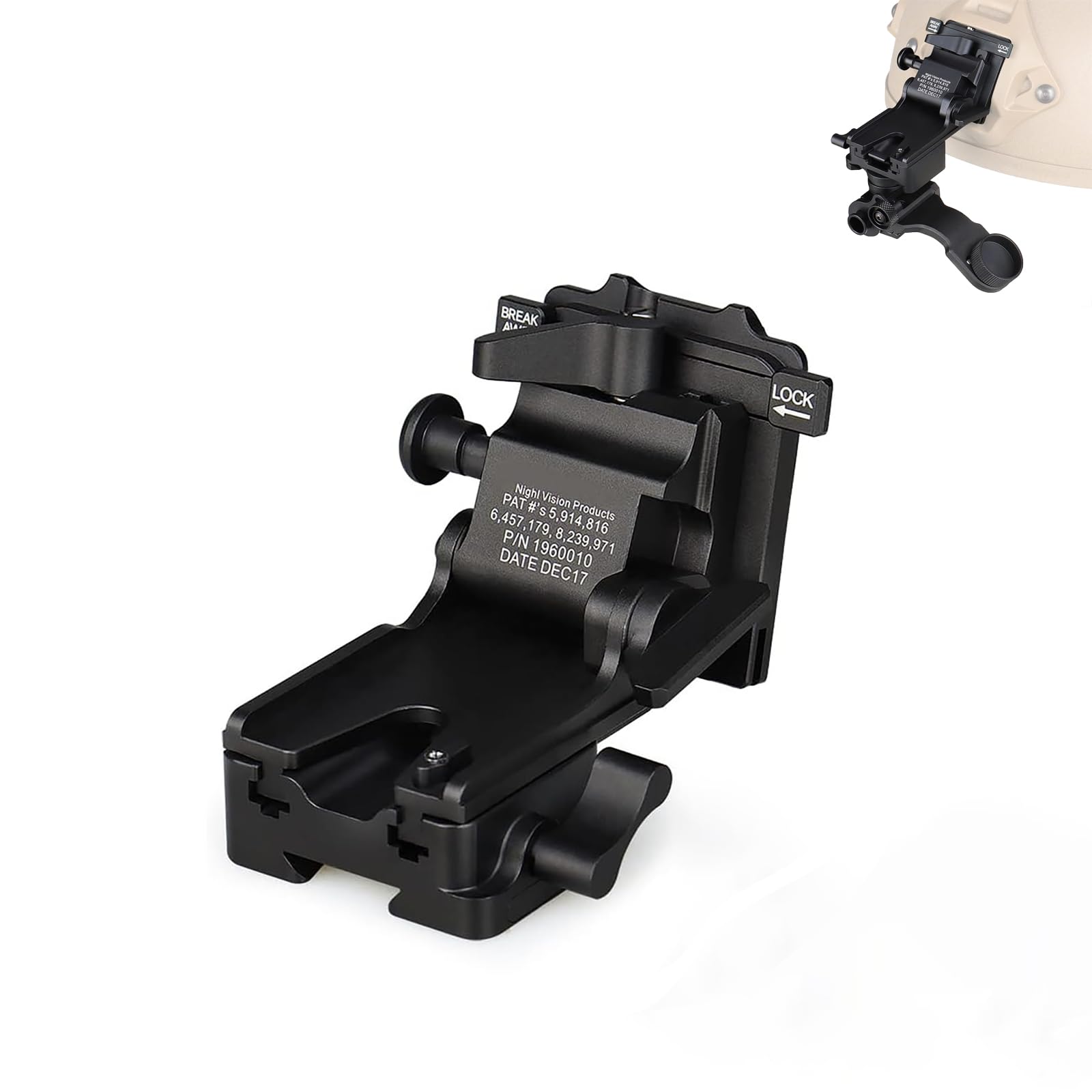 Photo 1 of NVG Mount Night Vision Goggles Mount Metal Helmet Mounted Modular Interface Dovetail Horn for PVS14/PVS18/PVS15/PVS7
