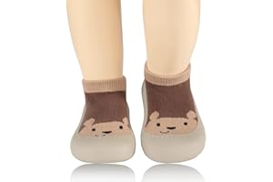 SEBELLST Baby Sock Shoes Animal Rubber Sole Non-Skid Indoor Slipper Infant Boys Girls First Walking Floor Slipper