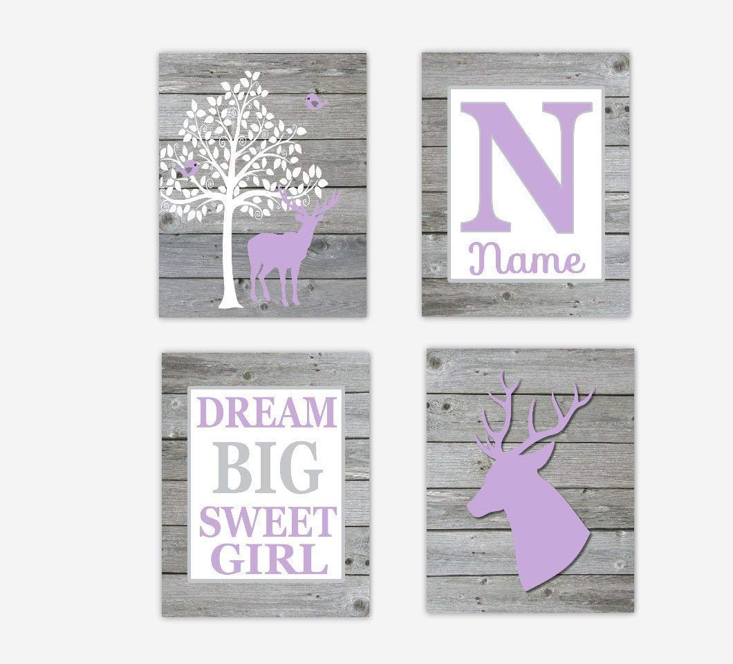 Baby Boy Nursery Art Deer Head Antler Decor Gray Personalize Boy