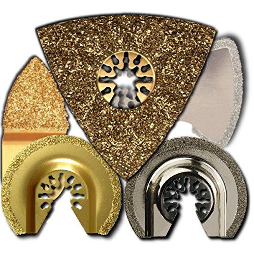5 PC Flooring Tile Grout Blade Pack Oscillating Multitool Blades Fits Fein Multimaster Makita Genesis Bosch Dremel Craftsman Ridgid Ryobi Makita Milwaukee Dewalt Rockwell Chicago Multi Tools