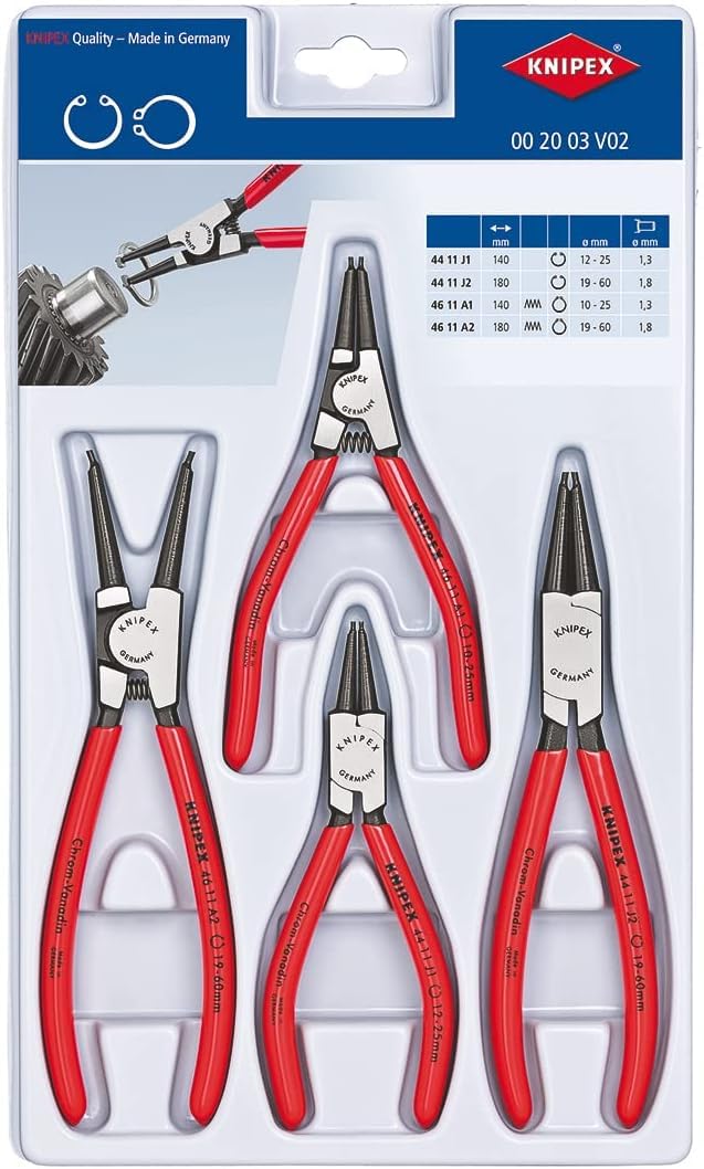 KNIPEX Set of Circlip Pliers 4 Parts, 00 20 03 V02