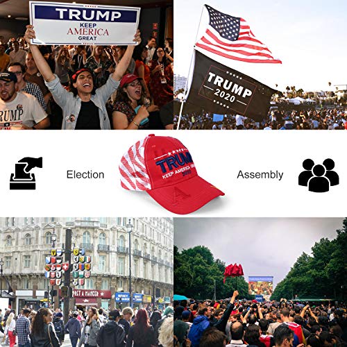 LEACOOLKEY 2PCS Trump 2020 Hat Keep America Great 2D/3D Embroidery Breathable Adjustable Baseball Cap