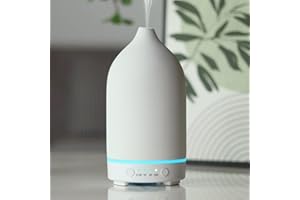 Essential Oil Diffuser Ultrasonic Aromatherapy Diffuser 150ml Ceramic Stone Aroma Diffuser with 7 Colors LED Night Light 4 Ti