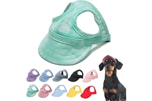 Auiepet Outdoor Sun Protection Hood for Dogs, 2024 New Dog Hat Canvas Dog Sun Hat Dog Baseball Cap, Pet Dog Outdoor Sun Protection Visor Hat with Ear Holes and Adjustable Neck Strap (Cloud Green, S)