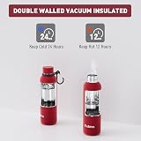 Exllena 500ml Insulated Water Bottle Red with Clip Double Wall Stainless view 4