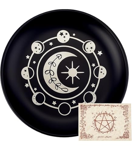 Bandeja De Altar De Bruja Con Pentagrama, Plato De Astrología, Portavelas De Madera Con Pentagrama, Candelabro De Tarot Wiccan, Suministros De Altar - AliExprs 15
