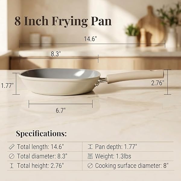LEGACY CULINARYWARE 8 INCH CERAMIC NONSTICK FRYING PAN – DUAL CERAMIC COATING INSIDE & OUT, PFAS/PFOA-FREE SKILLET, INDUCTION COMPATIBLE & DISHWASHER SAFE, STAY-COOL HANDLE, ECO-FRIENDLY EGG PAN