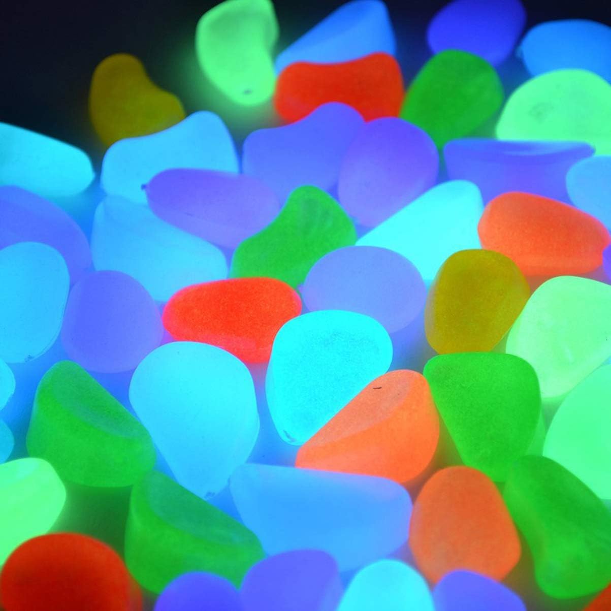 POPETPOP Fish Tank Luminous Pebbles Mixed Color Stones Glow in the Dark Landscaping Decorations for Vase Fillers,Plants Bonsai 100pcs - Image 3