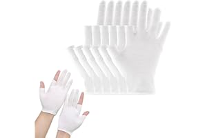 Cotton White Gloves – 6 Pairs, Soft & Breathable, Ideal for Overnight Moisturizing, One Size Fits All, Comfortable for Hand C