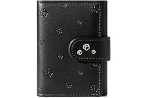 SUMGOGO Small Wallet for Girls Kids Womens Cute Short Purse Little Slim Cash Pocket & Card Holder & Coin Purse Footprint Editon (Black)