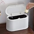 AYADA Mini Trash Can with Lid, 1.5L Capacity, White, Desktop