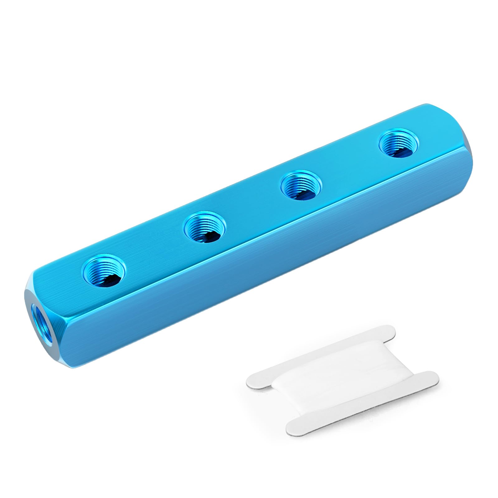 TAILONZ PNEUMATIC 1/4" Blue 4 Way 7 Port Pneumatic Shunt Aluminum Block Pneumatic Manifold Air Distribution Block Air Path air Source Distributor,Compressed Air Manifold Pneumatic Block