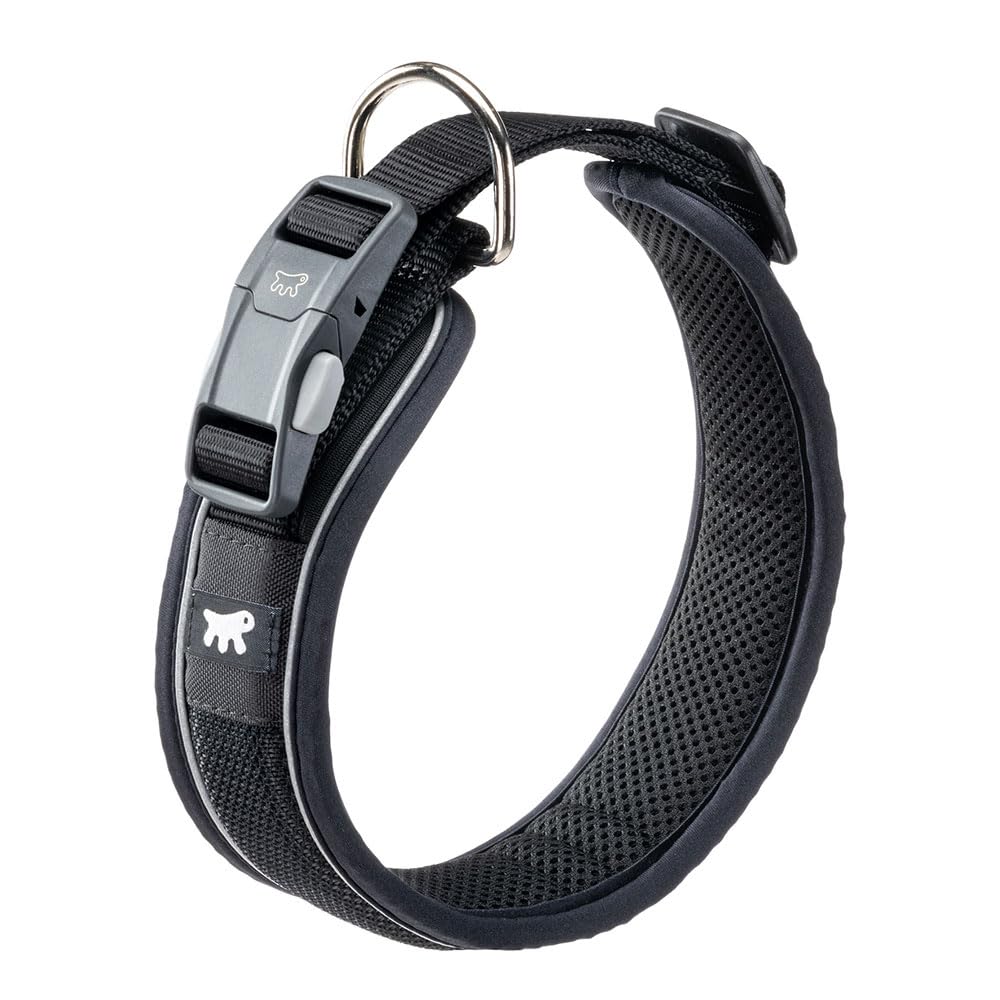 Ferplast Dog Collar GENIUS C25/65, Reflective, Breathable, Adjustable, Quick Release Magnetic Closure, Collar for Large Size Dogs, Soft Padding, Black