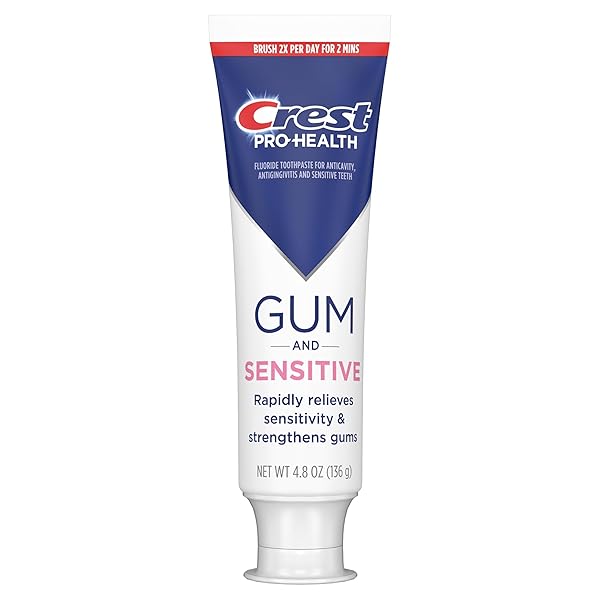 CREST SENSITIVE AND GUM TOOTHPASTE 4.8 OZ (3 PACK), RELIEVES SENSITIVITY, STRENGTHENS GUMS, ANTICAVITY, CLINICALLY PROVEN, ANTIBACTERIAL TOOTHPASTE