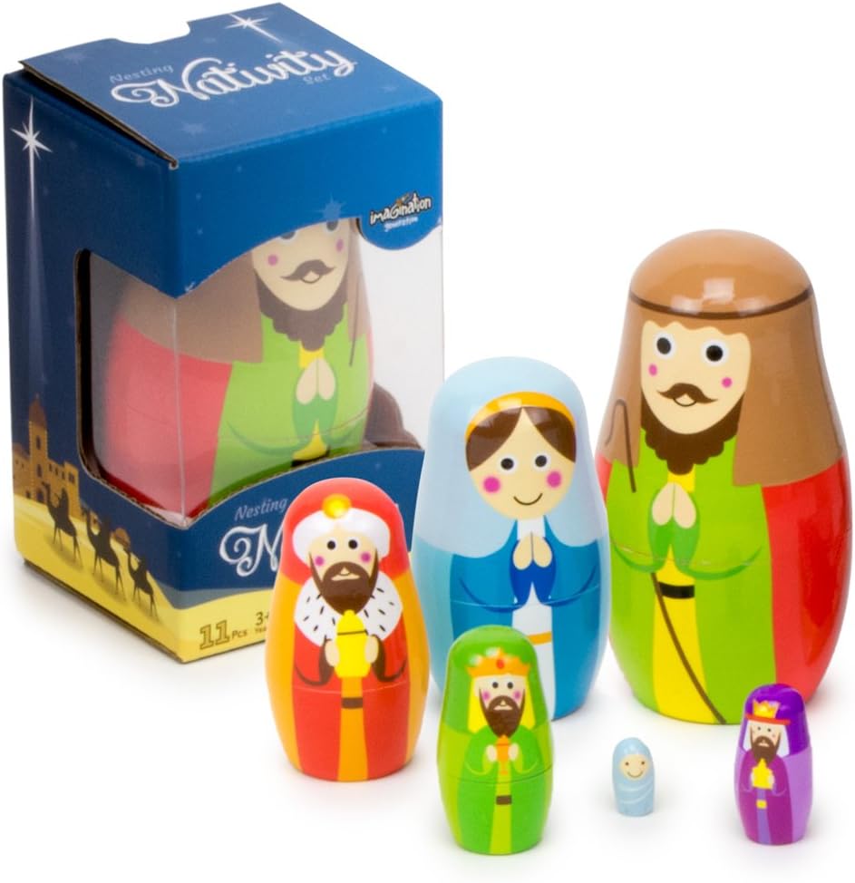 IMG Deluxe Wooden Nesting Dolls Nativity Set - 6 Nesting Dolls!