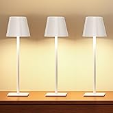 UME 3 Pack Cordless Table Lamp, Battery Operated Lamp - Portable Waterproof Rechargeable Table Lamp w/ 3 Color Temps & Stepless Dimming for Dinner, Desk, Cafe, Outdoor (White)