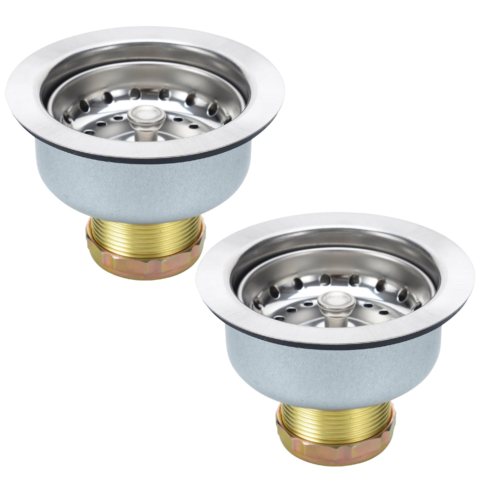 Photo 1 of ELAORY 3-1/2 Inch Sink Drain Strainer, Kitchen Sink Drain Strainer, Kitchen Sink Drain Stopper, 2 Pack Kitchen Sink Drain Assembly, Stainless Steel Drain Assembly with Strainer Basket/Sink Stopper