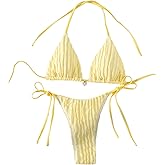 SHENHE Women's 2 Piece Swimsuit Floral Print Halter Tie Side Triangle Bikini Set