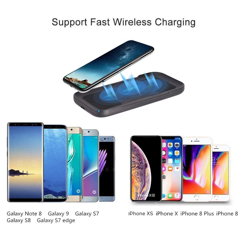 ACTOPP Cargador Inalámbrico Rápido 3 bobinas Qi Cargador para Coche Estación de Carga para iPhone X 8 8 Plus Samsung Galaxy S8 S8 Plus S7 S6 Edge Note 5 y Todos los Dispositivos Qi IP67 Impermeable