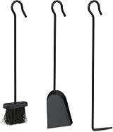 Relaxdays Fireplace Tool Set 4pc Black Steel Stand Poker Shovel Broom 73x21x21cm view 6