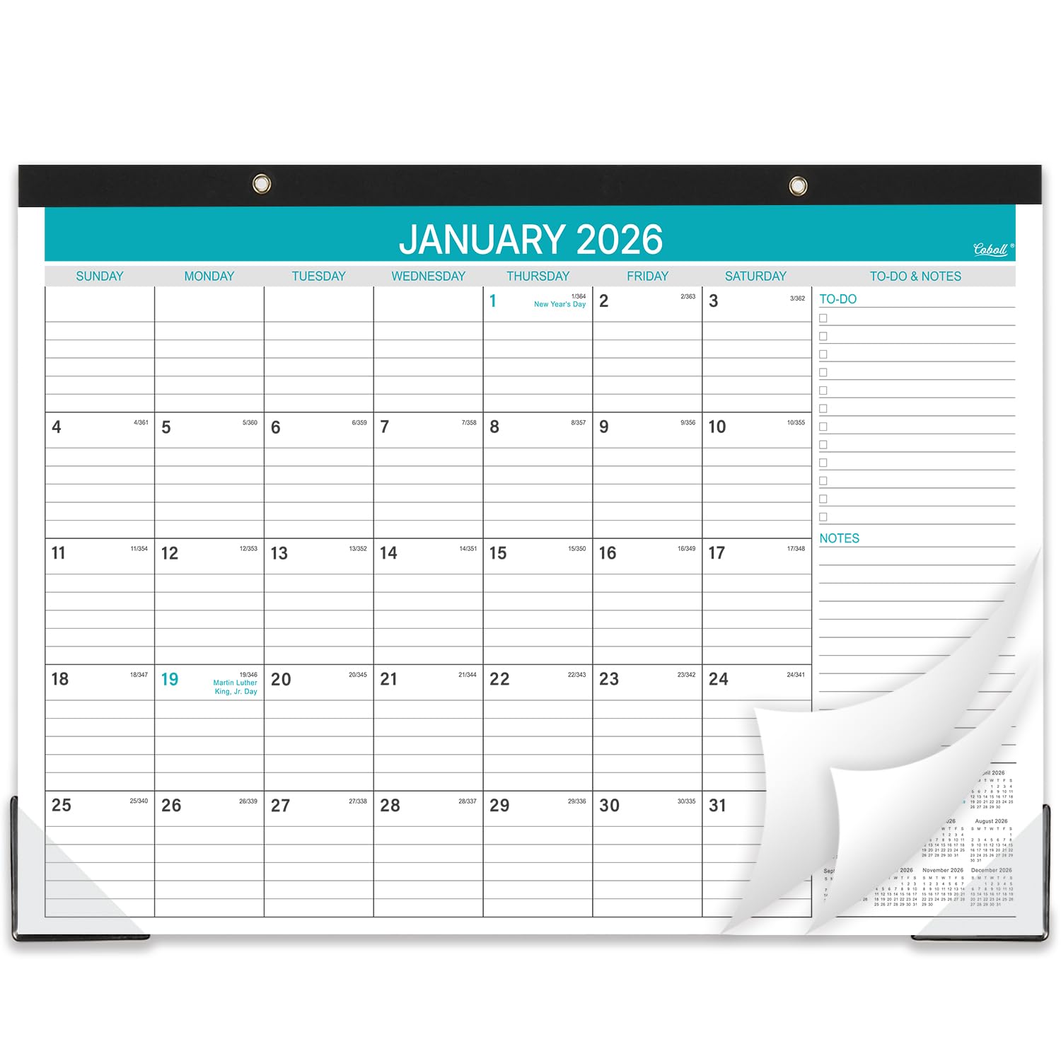 Photo 1 of 2026 Desk Calendar - 2026 Calendar from January to December 2026, 12 Monthly Calendar 2026 with Ruled Blocks for Planning, 14.6'' x 11.5''