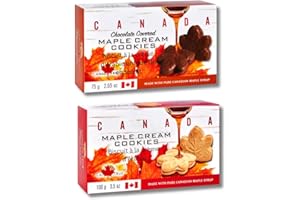CanadaTrue Maple Cookies Variety Pack – 100g Cream, 75g Chocolate Covered- 3 Flavors Made with Pure Canadian Maple Syrup – Va