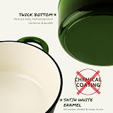 Overmont Enamelled Cast Iron Round Casserole Pot 28cm 6.6L Forest Green view 8