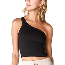 NIKIBIKI Women Seamless Vintage One Shoulder Crop Top, One Size ...