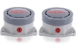 Water Leak Detector 2 Pack, Shackcom Water Alarm 110DB, Wireless, Waterproof & Battery-Operated, Audio and Light Alerts for Bathroom, Kitchen & Home Security ( Battery Not Included )