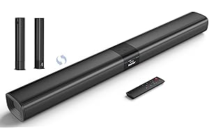 Saiyin Sound Bar for Smart TV, 100W Soundbar with Crystal-Clear Vocals and Bluetooth 5.3/TV-ARC/Optical/AUX Input, Center Channel Speaker Surround Sound System for TV/PC/Gaming/Projectors