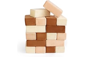 Plush Blocks Set of 24 Soft Building Blocks for Kids - Fabric Covered Toy Foam Blocks for Stacking, Play Time, Making Structures - Promotes Gross Motor Skills - 8.25x4.25x3 (Peaches & Cream)