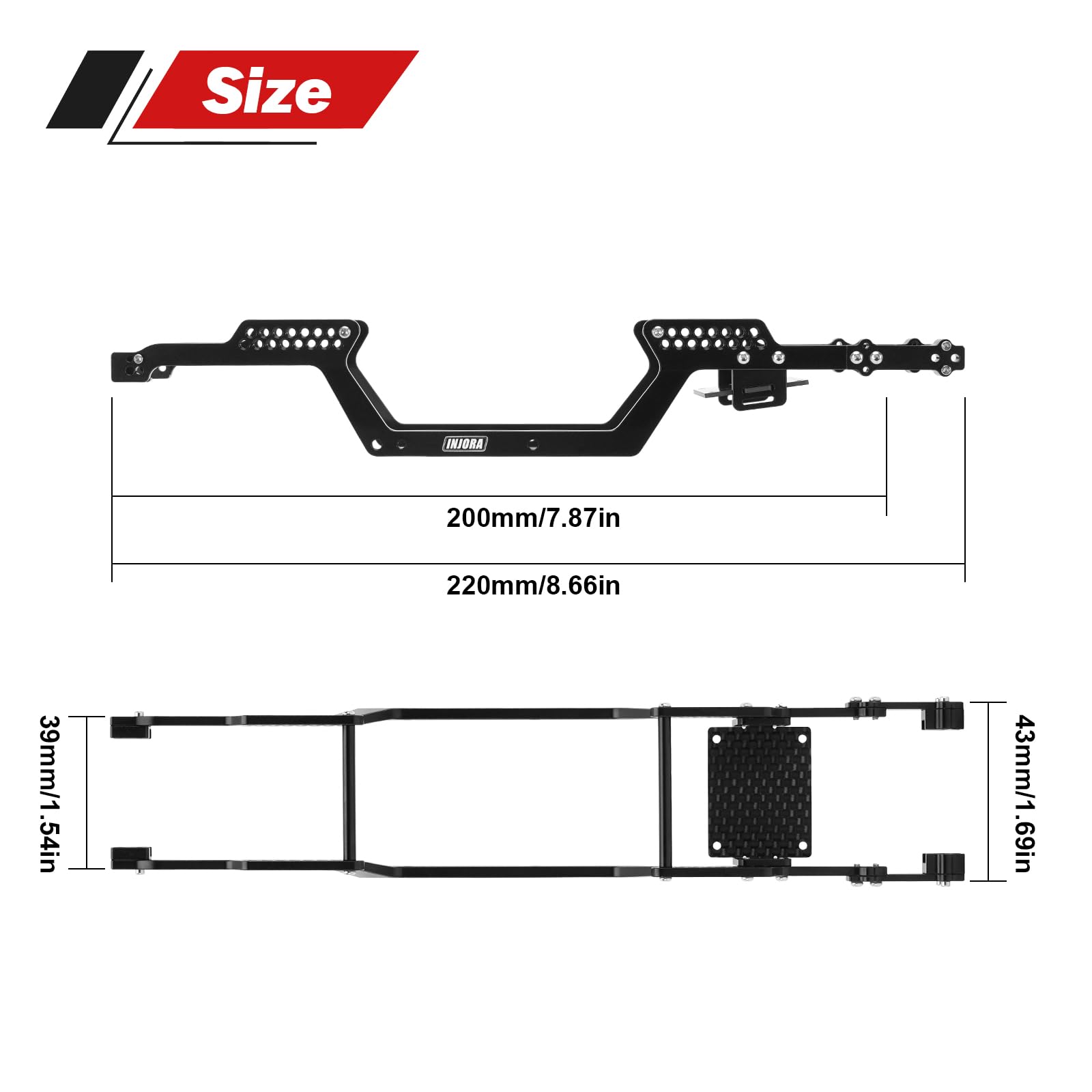 INJORA 45g LCG Aluminum Universal Chassis Frame Kit for 1/18 RC Crawler TRX4M Upgrade