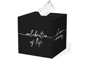 QISOLIY Black Celebration of Life Card Box with Silver Lettering, Share a Memory Funeral Card Box for Memorial Service, Remembrance Table Decor, Memory Box for Sympathy Condolence Messages