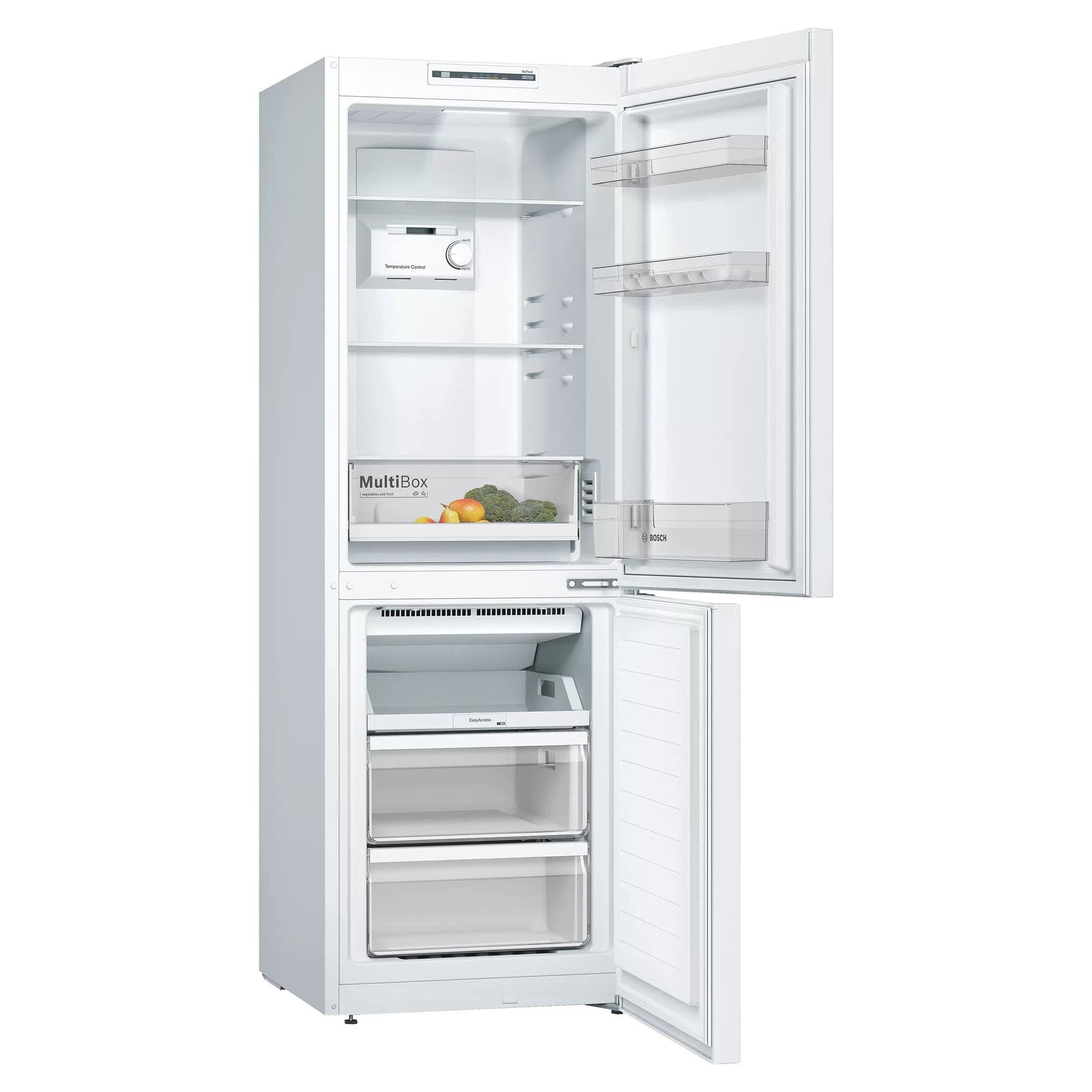 Bosch Home & Kitchen Appliances Bosch KGN33NWEAG Serie 2 Freestanding Fridge Freezer, No Frost, 279L capacity, 60cm wide, White
