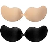 DEPOVOR Super Sticky Push Up Bras Strapless Backless Breast Lift Bras for Women Wedding Dresses Reusable