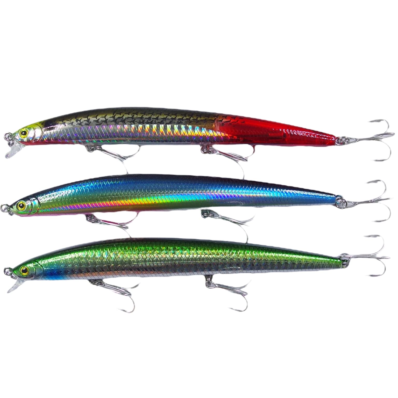 momolures - Shining Minnow Slim 145F Floating Silent Wire Weight Transfer System lure for Saltwater Bass Fishing (3 Pieces Assort #02)