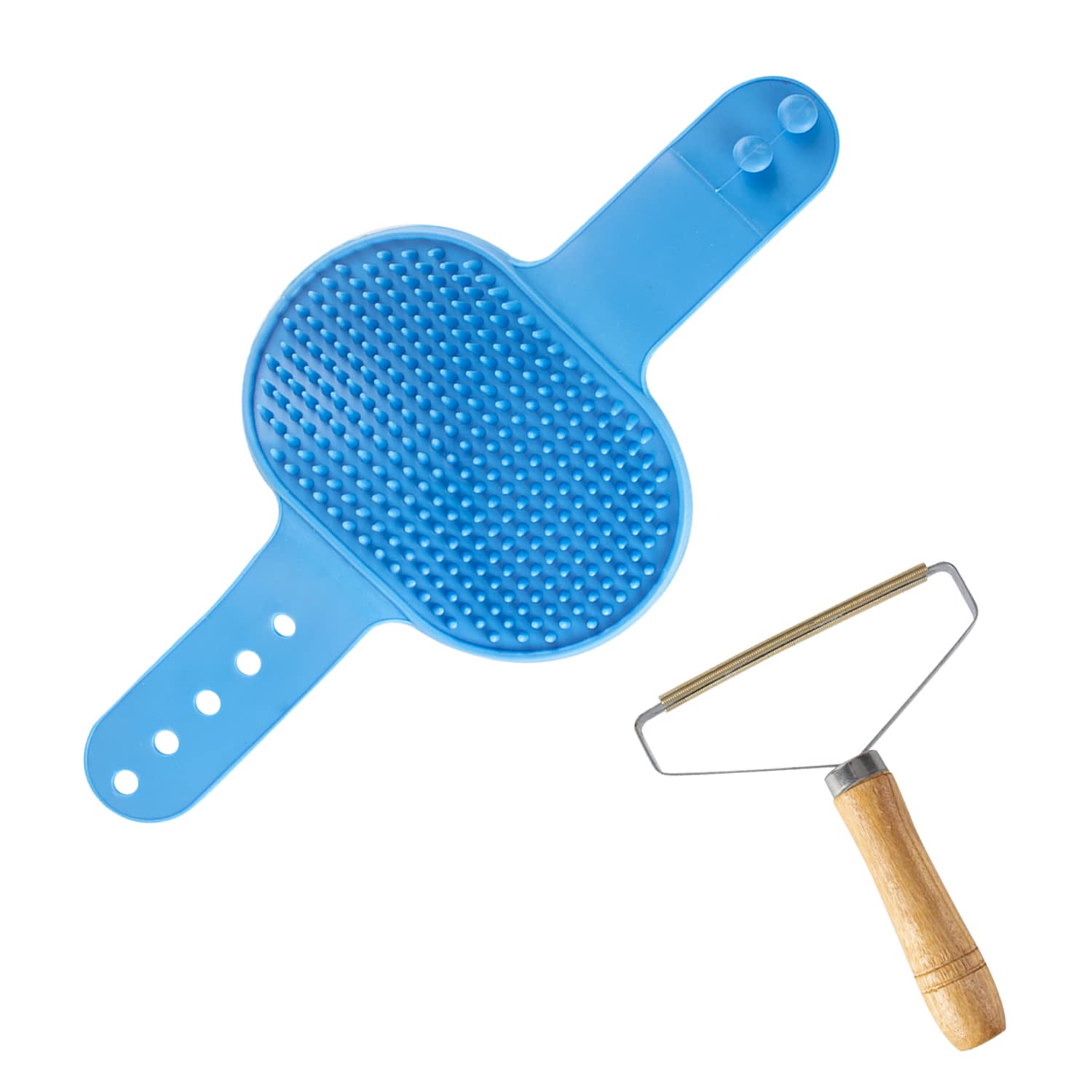 GWAWG 2Pcs Pet Hair Remover Carpet Scraper with Wooden Handle Carpet Brush for Mat Couch Pet Bed and a Pet Grooming Brush
