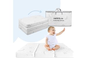 NEKSUN Pack and Play Mattress, 38x26 Portable Baby Mattress for Pack N Play, Foldable Dual Sided Soft & Firm Memory Foam Pack N Play Mattresses Pad with Breathable Jacquard Cover