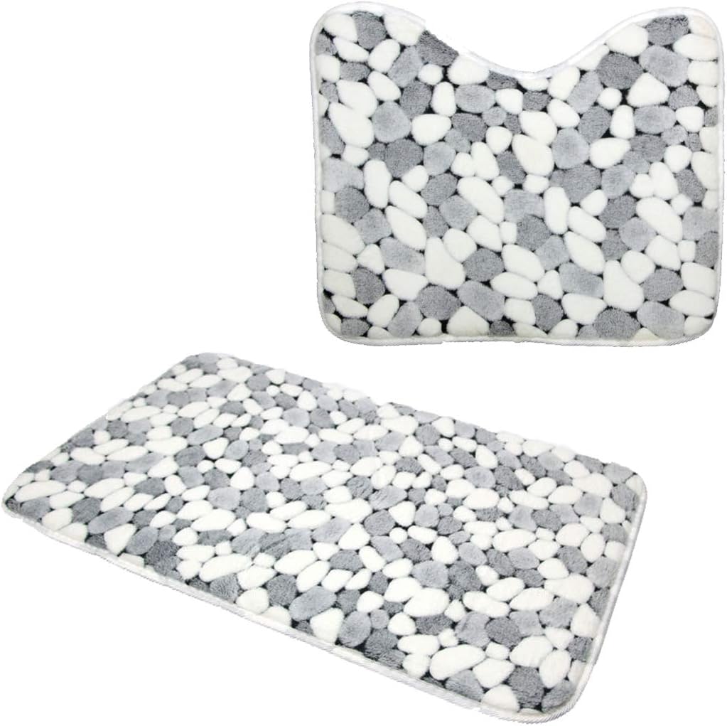 1 Set Pedestal Toilet Mat, Toilet Floor Rug Set, 40 x