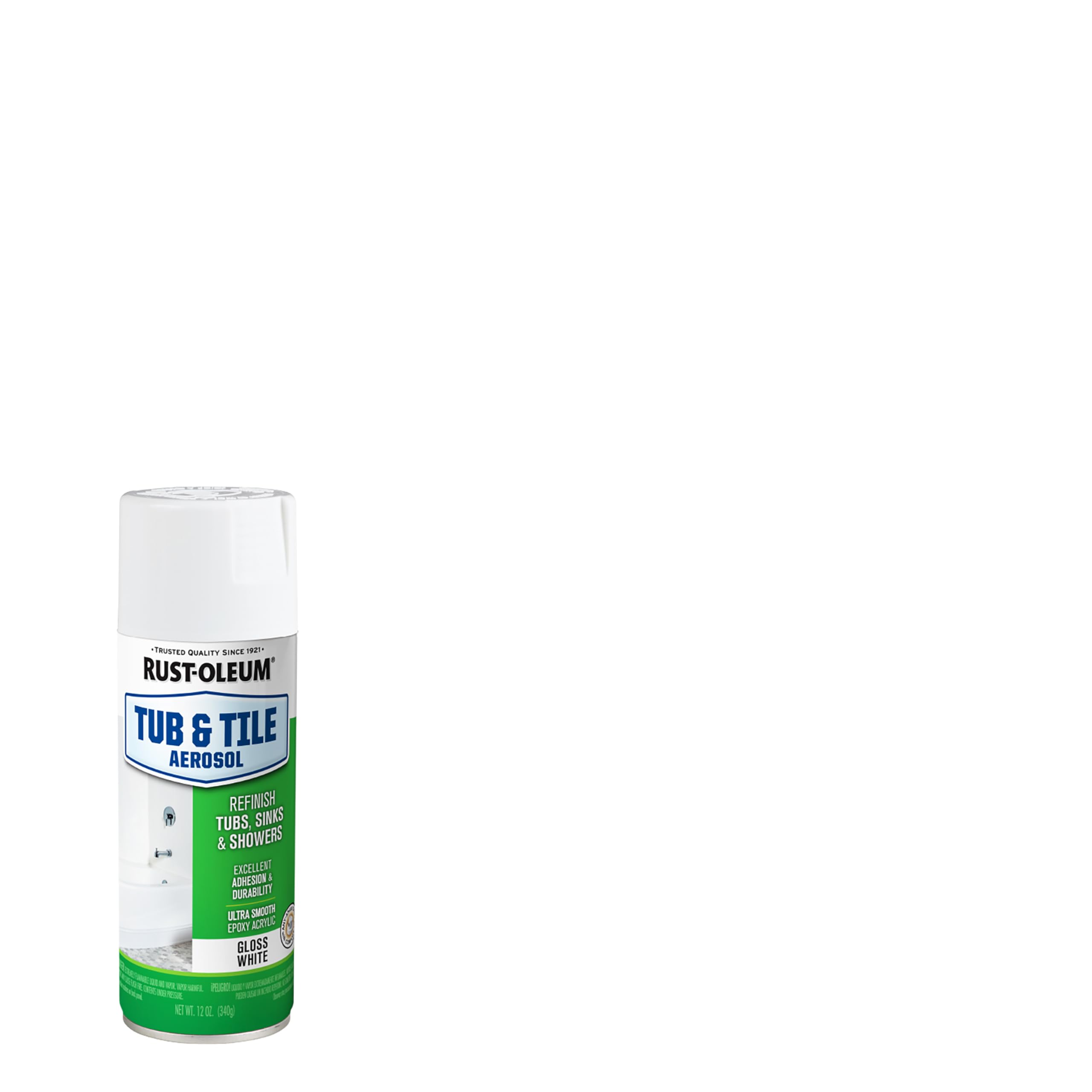 Rust-Oleum 280882 Tub & Tile Spray Paint, 12 oz, Gloss White