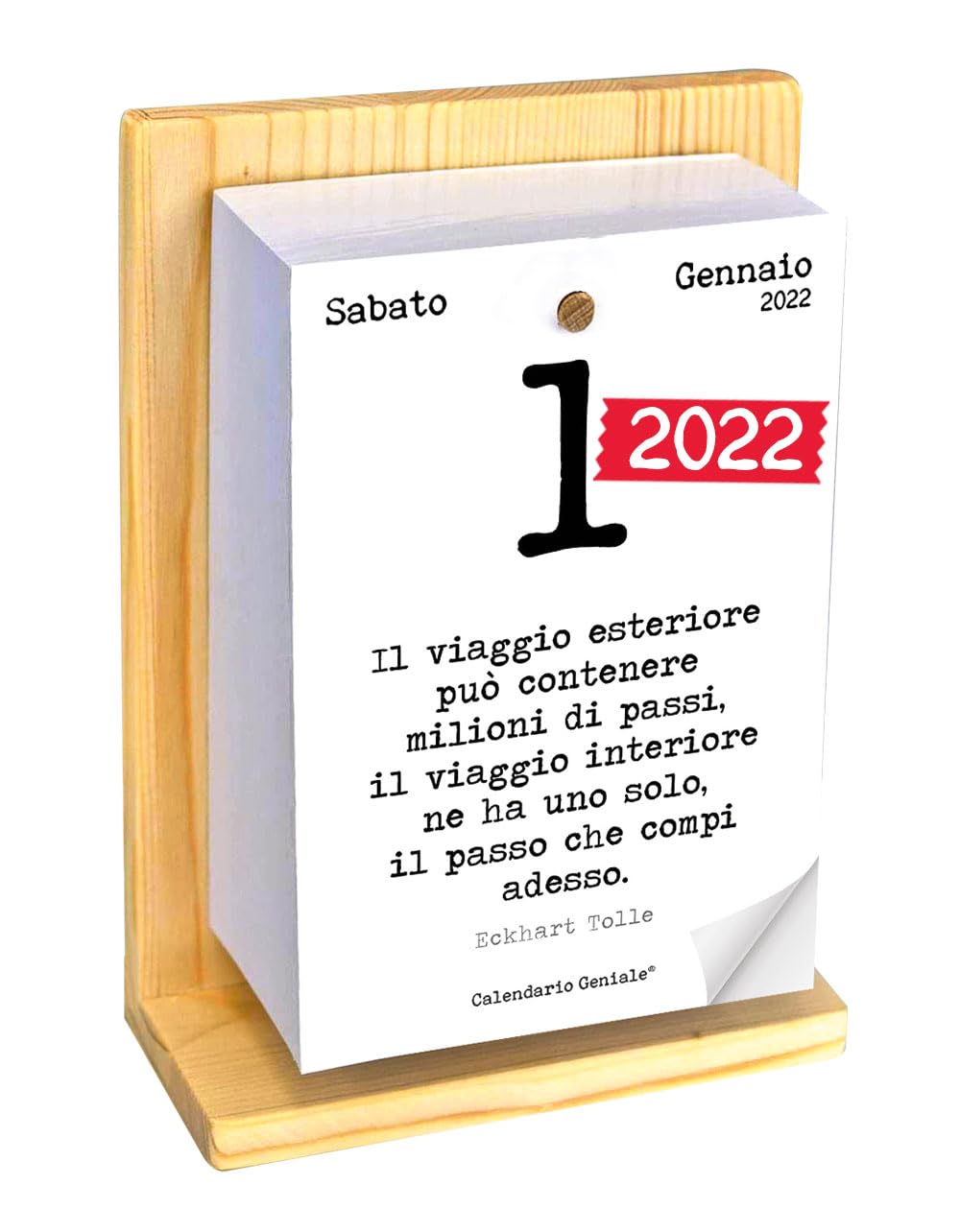 Calendario Geniale 2022 months January to December 2022 with wooden stand New Calendario Geniale of the year 2024 is available. To find it go to the 2024 year card